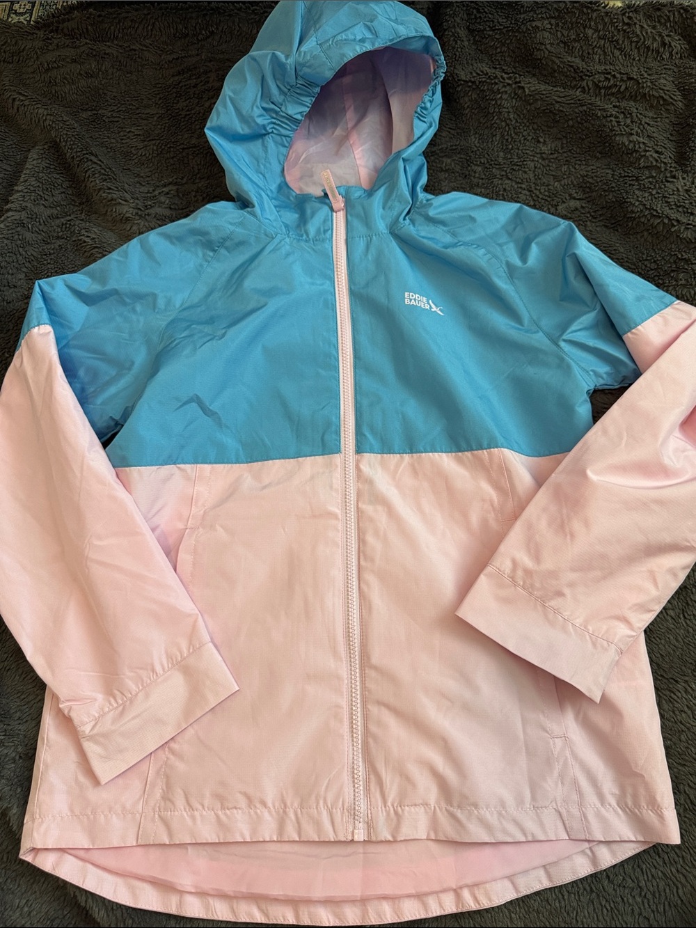 Eddie Bauer Colorblock Hooded Windbreaker - Blue & Light Pink